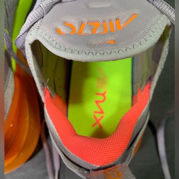 Nike Air Max 270 Men’s Gray Volt Orange Fluorescent Yellow Sneakers Size 9.5 - Picture 8 of 10